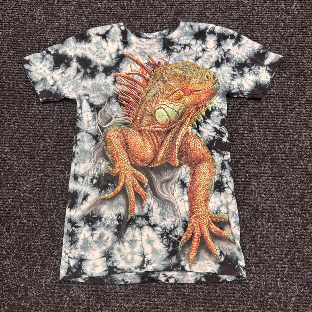Liquid Blue Iguana Tie Dye T-Shirt St Thomas USVI Graphic Tee Small